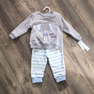 Adorable Gray & Blue Dog Outfit 12M